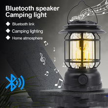Load image into Gallery viewer, Bluetooth Audio Camping Lamp Outdoor Multi-Functional Waterproof Rechargeable Picnic Light Tent Retro Portable Atmosphere Lamp