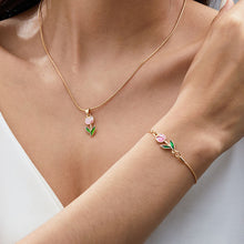 Load image into Gallery viewer, Colorful Tulip Flower Bracelet Fashion Creative Flower Snake Bone Bracelet Women Tulip Elegant Bracelet Necklace Accessories