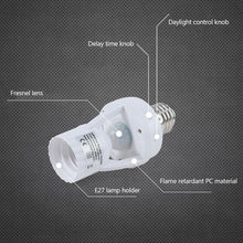 Load image into Gallery viewer, Smart E27 PIR Motion Sensor Light Switch 110V 220V Detector Base Lamp Holder Lux Time Delay Adjust Control Bulb Socket