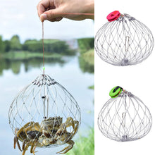 Load image into Gallery viewer, 1PC Automatic Opening And Closing Stainless Steel Fishing Crab Trap With Counterweight Visible Catch Green Crab Sea Crab Cage Outdoor Fishing Accessories