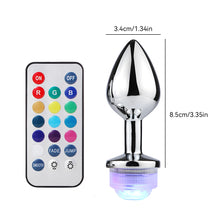 Load image into Gallery viewer, Wireless Remote Control Metal Luminous Anal Plug Prostate Massage Butt Plug with LED Anal Tail Sex Toy Adult Products for Women