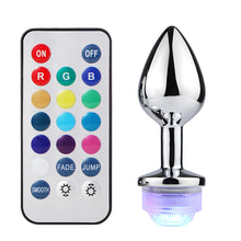 Load image into Gallery viewer, Wireless Remote Control Metal Luminous Anal Plug Prostate Massage Butt Plug with LED Anal Tail Sex Toy Adult Products for Women