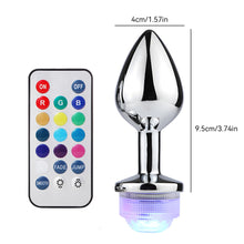 Load image into Gallery viewer, Wireless Remote Control Metal Luminous Anal Plug Prostate Massage Butt Plug with LED Anal Tail Sex Toy Adult Products for Women