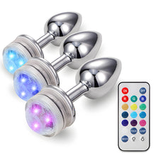 Load image into Gallery viewer, Wireless Remote Control Metal Luminous Anal Plug Prostate Massage Butt Plug with LED Anal Tail Sex Toy Adult Products for Women