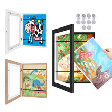 Load image into Gallery viewer, A4 Children Art Frame Wooden Magnetic Front Open Frametory for Poster Photo Drawing Paintings Pictures Display Home Decor