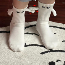 Load image into Gallery viewer, 1 Pair Fashion Funny Creative Magnetic Attraction Hands Black White Cartoon Eyes Couples Socks Celebrity Couple Socks