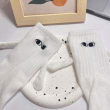 Load image into Gallery viewer, 1 Pair Fashion Funny Creative Magnetic Attraction Hands Black White Cartoon Eyes Couples Socks Celebrity Couple Socks