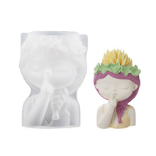 Load image into Gallery viewer, Garland Girl Flower Pot Gypsum Silicone Mold Sleeping Beauty Potted Vase Resin Dropping Mold DIY Candle Holder Silicone Mold
