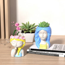 Load image into Gallery viewer, Garland Girl Flower Pot Gypsum Silicone Mold Sleeping Beauty Potted Vase Resin Dropping Mold DIY Candle Holder Silicone Mold