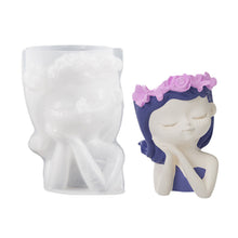 Load image into Gallery viewer, Garland Girl Flower Pot Gypsum Silicone Mold Sleeping Beauty Potted Vase Resin Dropping Mold DIY Candle Holder Silicone Mold