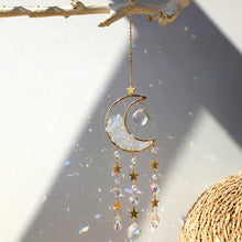 Load image into Gallery viewer, Dreamcatcher Suncatcher Crystal Prism Ball Gold Moon Star Rainbow Sun Catcher Indoor Window Car Hanging Garden Decoration Gift