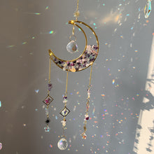 Load image into Gallery viewer, Dreamcatcher Suncatcher Crystal Prism Ball Gold Moon Star Rainbow Sun Catcher Indoor Window Car Hanging Garden Decoration Gift