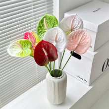 Load image into Gallery viewer, 1Pc Single Branch 3D Simulation Anthurium Home Green Plants Potted Decoration Flower Arrangement Adhesive Tape Artificial Flowers