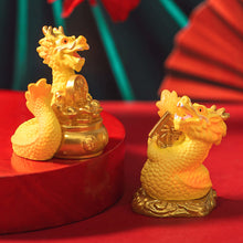Load image into Gallery viewer, New Year Gift Figurine Miniature Golden Dragon Micro Landscape Ornaments Car Interior Decoration Home Office Desk Accessories Room Decor