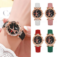 Load image into Gallery viewer, Lotus Case Eiffel Tower Quartz Couple Watch Multicolored Imitation Leather Watchband Wrist Watch for Women