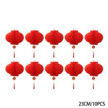 Load image into Gallery viewer, 10/2pcs Traditional Plastic Chinese Red Paper Honeycomb Lantern Reusable Spring Festival Pendant New Year Home Wall Hanging Decor