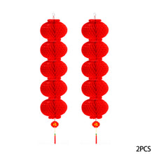 Load image into Gallery viewer, 10/2pcs Traditional Plastic Chinese Red Paper Honeycomb Lantern Reusable Spring Festival Pendant New Year Home Wall Hanging Decor