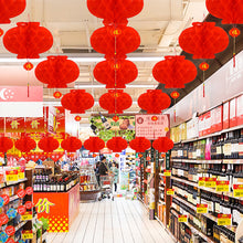 Load image into Gallery viewer, 10/2pcs Traditional Plastic Chinese Red Paper Honeycomb Lantern Reusable Spring Festival Pendant New Year Home Wall Hanging Decor