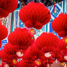 Load image into Gallery viewer, 10/2pcs Traditional Plastic Chinese Red Paper Honeycomb Lantern Reusable Spring Festival Pendant New Year Home Wall Hanging Decor