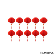 Load image into Gallery viewer, 10/2pcs Traditional Plastic Chinese Red Paper Honeycomb Lantern Reusable Spring Festival Pendant New Year Home Wall Hanging Decor