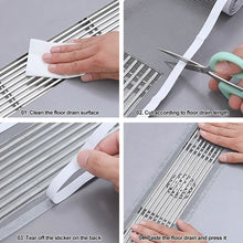 Load image into Gallery viewer, 10/5m Cuttable Shower Drain Hair Catcher Self-Adhesive Floor Drain Stickers Disposable Mesh Sink Strainer Filter Bathroom Kitchen Drain Hair Filter