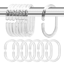 Load image into Gallery viewer, 12pcs/set Clear Shower Curtain Hooks Bathroom Curtain Replacement Plastic Rings Pole Rail Guide Hanger Household Bathroom Products