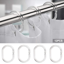 Load image into Gallery viewer, 12pcs/set Clear Shower Curtain Hooks Bathroom Curtain Replacement Plastic Rings Pole Rail Guide Hanger Household Bathroom Products