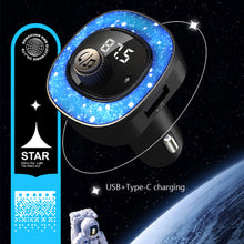 Load image into Gallery viewer, Car FM Transmitter Starry Atmosphere Light Bluetooth-compatible MP3 Player Type-C USB Port Charger Handsfree Call Auto Kit
