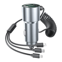 Load image into Gallery viewer, 33W Car Charger 5 Port Output Fast Charging Adapter With Stretchable Cable Compatible For Ios / Android / Type-C Phone Charger