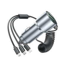 Load image into Gallery viewer, 33W Car Charger 5 Port Output Fast Charging Adapter With Stretchable Cable Compatible For Ios / Android / Type-C Phone Charger