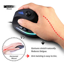 Load image into Gallery viewer, Vertical Gaming Mouse Programmable USB Wired RGB Optical Mouse 11 Buttons 10000 DPI Adjustable Ergonomic Gamer Mice