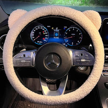 Load image into Gallery viewer, 38cm Universal Car Steering Wheel Cover with Inner Ring Warm Plush Cartoon Bear Ears Car Interior Accessories Handble Cover