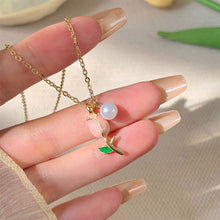 Load image into Gallery viewer, Tulip Pearl Pendant Necklace Temperamental Niche Alloy Collar Chain Necklace Women Fashionable Jewelry Accessory