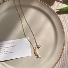 Load image into Gallery viewer, Tulip Pearl Pendant Necklace Temperamental Niche Alloy Collar Chain Necklace Women Fashionable Jewelry Accessory