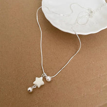 Load image into Gallery viewer, Silver Five Pointed Star Shell Pearl Pendant Necklace Niche Versatile Alloy Collar Chain Necklace Women Jewelry