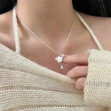 Load image into Gallery viewer, Silver Five Pointed Star Shell Pearl Pendant Necklace Niche Versatile Alloy Collar Chain Necklace Women Jewelry