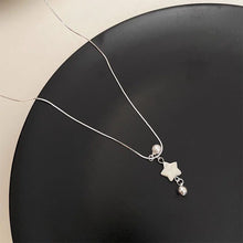Load image into Gallery viewer, Silver Five Pointed Star Shell Pearl Pendant Necklace Niche Versatile Alloy Collar Chain Necklace Women Jewelry