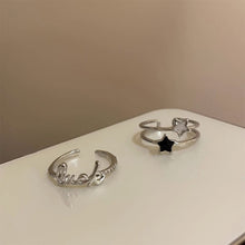 Load image into Gallery viewer, Star Letter Zircon Ring Opening Adjustable Alloy Simple Ring Fashionable Personalized Women Jewelry Accessory