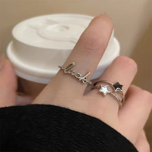 Load image into Gallery viewer, Star Letter Zircon Ring Opening Adjustable Alloy Simple Ring Fashionable Personalized Women Jewelry Accessory