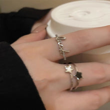 Load image into Gallery viewer, Star Letter Zircon Ring Opening Adjustable Alloy Simple Ring Fashionable Personalized Women Jewelry Accessory