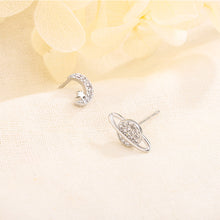 Load image into Gallery viewer, Asymmetric Moon Planet Zircon Earrings Temperamental Personalized Alloy Earrings Ear Studs Exquisite Ear Jewelry