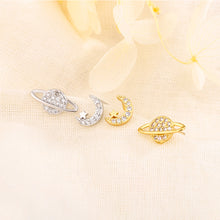 Load image into Gallery viewer, Asymmetric Moon Planet Zircon Earrings Temperamental Personalized Alloy Earrings Ear Studs Exquisite Ear Jewelry