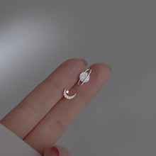 Load image into Gallery viewer, Asymmetric Moon Planet Zircon Earrings Temperamental Personalized Alloy Earrings Ear Studs Exquisite Ear Jewelry