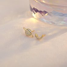 Load image into Gallery viewer, Asymmetric Moon Planet Zircon Earrings Temperamental Personalized Alloy Earrings Ear Studs Exquisite Ear Jewelry