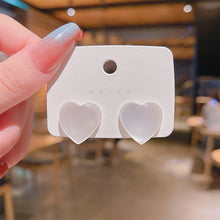Load image into Gallery viewer, White Moonlight Opal Heart-shaped Earrings Fashionable Elegant Resin Earrings Ear Studs Women Ear Jewelry