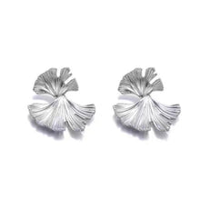 Load image into Gallery viewer, Exaggerated Texture Metal Style Ginkgo Leaf Earrings Personalized Folded Leaf Alloy Earrings Ear Studs Ear Jewelry