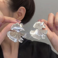 Load image into Gallery viewer, Exaggerated Texture Metal Style Ginkgo Leaf Earrings Personalized Folded Leaf Alloy Earrings Ear Studs Ear Jewelry