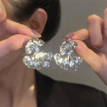 Load image into Gallery viewer, Exaggerated Texture Metal Style Ginkgo Leaf Earrings Personalized Folded Leaf Alloy Earrings Ear Studs Ear Jewelry