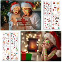 Load image into Gallery viewer, 10pcs Luminous Kids Temporary Tattoo Sticker Fake Christmas Flash Waterproof Small Body Cartoon Christmas Children Tattoo Sticker