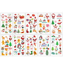 Load image into Gallery viewer, 10pcs Colorful Christmas Tattoo Sticker Waterproof Holiday Party Party Party Children's Disposable Tattoo Sticker